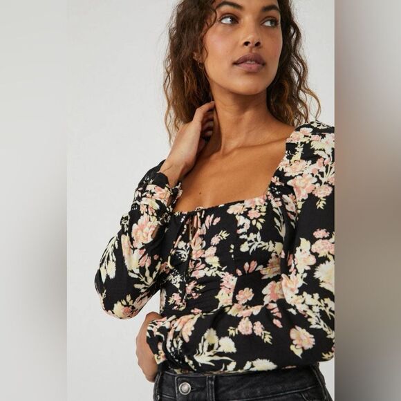 Free People NWT Hilary Printed Black Combo size Small - Picture 2 of 7